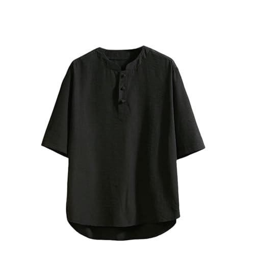 T-shirt coton lin homme décontracté hanfu été vêtement style chinois respirant