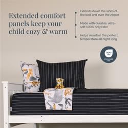 Image of Beddy's Jungle Animal Themed Durable Zipper Bedding for Kids, Bed in a Bag, Black Striped Comforter & Animal Print Sheets, Includes 2 Pillowcases & 2 Shams, Easy to Make & Wash - Queen