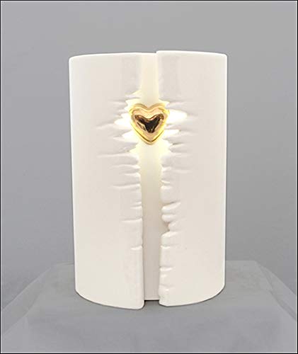 Aesthetic Urns Cream White Heart In Statue Ceramic Cremation Urn For Ashes Burial Urn Funeral Urn With Led Light