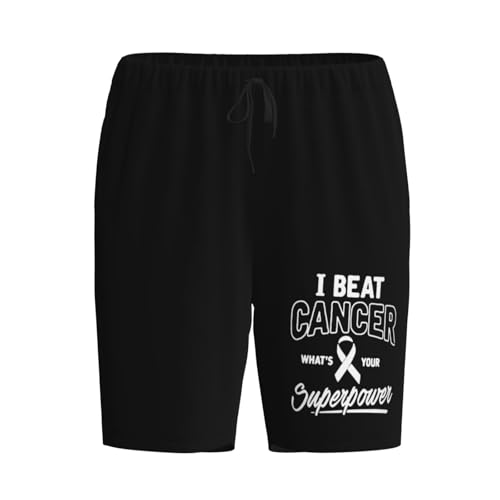 I Beat Cancer Whats Your Superpower Pajama Shorts for Men, Men's Pajama Bottoms, Sleepwear for Summer2