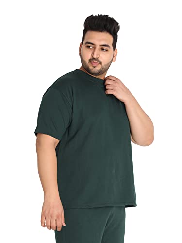 Image of CHKOKKO Men's Plus Size Terry Cotton Loose Fit Half Sleeves T-Shirt