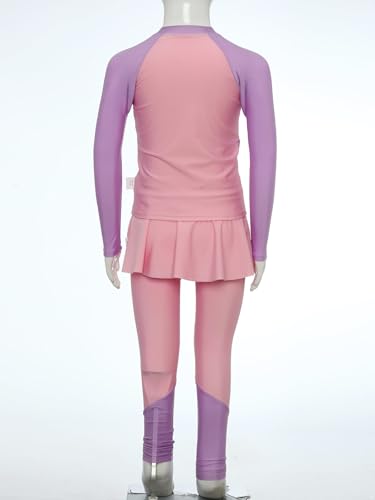 Girls UV Protection Swimsuit Kids Long Sleeve Swim Top with Pants Skirts Rash Guard Swimwear4