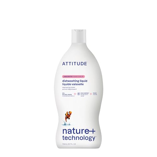 ATTITUDE Unscented Dish Soap, EWG Verified, Fragrance Free, 23.7 fl oz |…