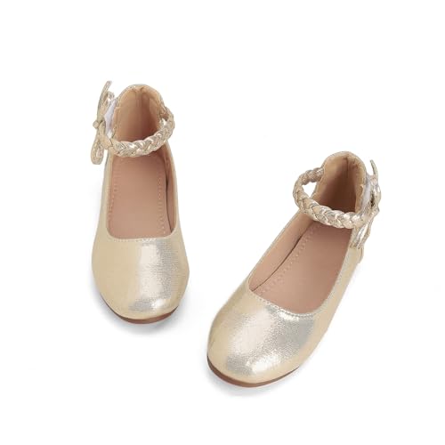 Girls Dress Shoes Toddler Ballet Flats Mary Jane Ballerina Flat with Ankle Strap for Baby Little Kids Girl
