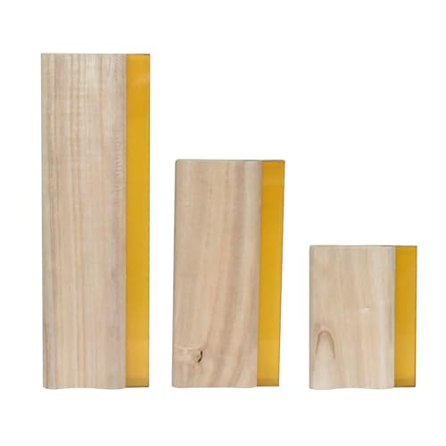 3 Pcs Rubber Screen Printing Squeegee, Wooden Ink printmaking Scraper 75 Durometer Silk Screen Printing Squeegee for Hand Printing Fabric Supplies(6 Inch / 9.5 Inch /13.7 Inch)