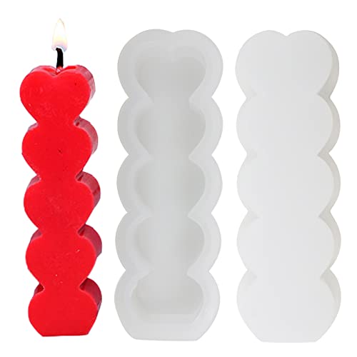 Molde de Velas de Corazón de Amor 2 Piezas Molde de Vela de Silicona 3D DIY Velas Molde Cubo 3D Moldes de Velas de Pilar de Bricolaje Moldes Para Velas de Corazón 3D para Hacer Velas Jabón Cover