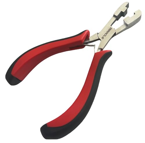 MIRACLE K Tip Hair Extension Bond Crusher Pliers for Removing Keratin Fusion Bonds and Weft Extensions Stainless Steel Cutout Jaw Breaker Tool Single Notch Design Salon Grade