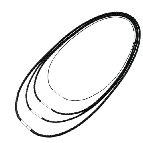 LAKPYN Lot De 4 Cordon Cuir Pour Collier,Noir Collier Homme,Cordon Tour De Cou Bijoux