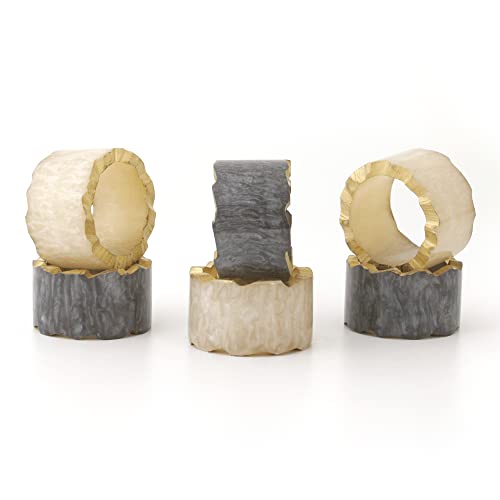 Napkin Ring Holders, Napkin Rings, Napkin Rings Set of 12, Napkin Ring Holders for Cloth Napkins, Serviette Rings, Napkin Ring Set, Napkin Ring Bulk - Smoky Black