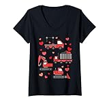 donna bambini camion escavatore carrelli elevatori cuori giorno buon san valentino maglietta con collo a v