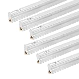 (Pack of 6) Jarsant LED T5 Integrated Single Fixture Utility Shop Light, LED Tube Light 20W 4FT 2200lm 6500K (Super Bright White), Ceiling Under Cabinet Light, Corded Electric Built-in ON/OFF Switch