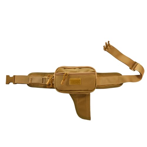 Concealed Carry Fanny Pack for Men and Women CCW Drop Down Holster Waist Bag Tactical EDC Pistol Pouch for Running and Hiking, Tan