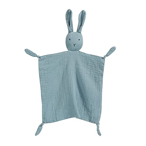 ZIGJOY Schmusetuch Schnuffeltuch mit Hase-Köpfchen Kuscheltuch Musselin Babydecke Komfort für Neugeborene Babys und Kleinkinder ab 0+ Monaten Geschenk zur Geburt für Junge und Mädchen blau Cover