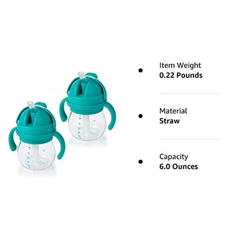 Oxo Tot Transitions Straw Cup With Removable Handles, Teal, 6 Ounce (2 Pack) #TOP6