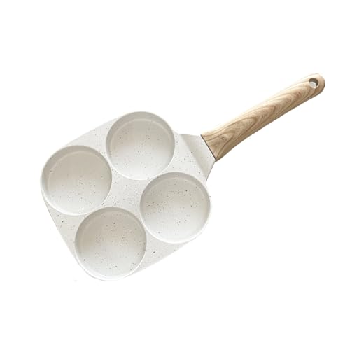 Unoschrim Four Egg Frying Pan, Egg Pan Non Stick Omelette Pan, Suitable for Gas Stove Induction Cookware, Food Grade Granite Mini Egg Cooker Pan for Breakfast