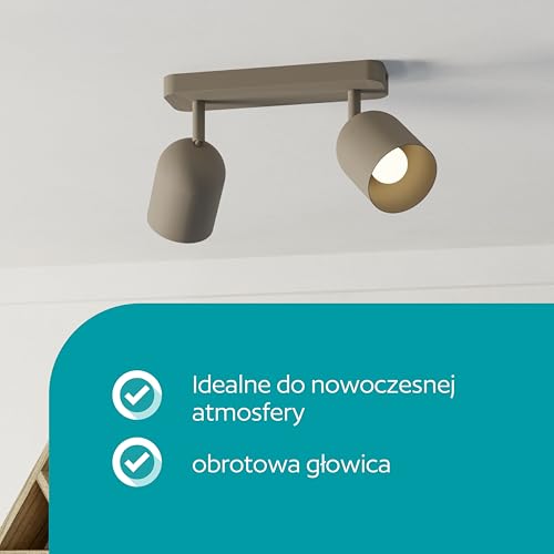 EGLO Tilston lampa sufitowa, 2-żarówkowa reflektor sufitowy do salonuowa oprawa podsufitowa ze stali w kolorze piasku E14