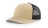 RICHARDSON Khaki/Coffee 112 Mesh Back Trucker Cap Snapback Hat w/THP No Sweat Headliner