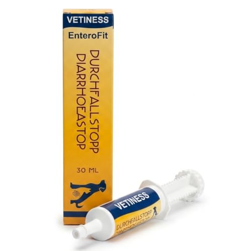 vetiness EnteroFit Durchfallstopp Paste für Hunde 30 ml – bei akutem Durchfall Hund und Darmstörungen – Diätergänzungsfuttermittel mit Aktivkohle, Bentonit und Probiotikum