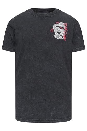 Image of BadRhino Big & Tall Extra Long Acid Wash Dragon Graphic T-Shirt - Men's - Plus Size Curve Black