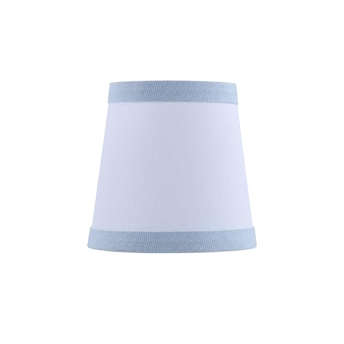 Aspen Creative 51058-5, Hardback Empire Transitional Clip-On Chandelier Shade, White Linen Fabric with Light Blue Trim on Top and Bottom, 3" Top x 4" Bottom x 4" Slant, Set Of 5 by Aspen Creative - Used condition - Image 3