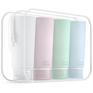 Valourgo Travel Bottles for Toiletries Tsa Approved Travel Size Containers BPA Free Leak Proof Travel Tubes Refillable Liquid Travel Accessories for Cosmetic Shampoo and Lotion Soap for travel, 4Pcs