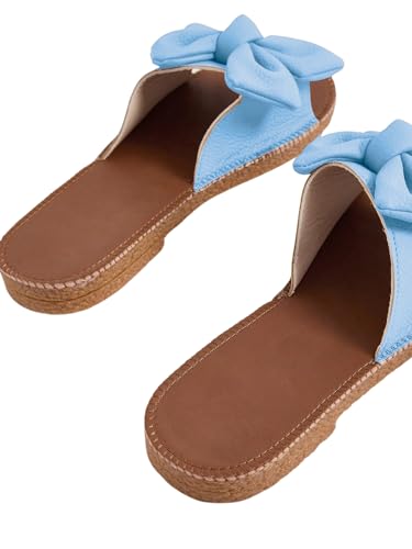 Image of Verdusa Women's Bow Flat Sandals Leather Open Toe Flats Summer Vacation Shoes Beach Sandals Outdoor Slippers
