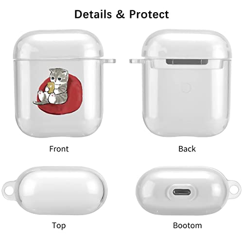 Cute Cat Designed For 1St&2Nd Generation Airpods Case, Shockproof Case Clear Soft Tpu Protective Cover Compatible With Apple Airpods 2&1 With Keychain Animal Pattern For Women Girls #TOP1