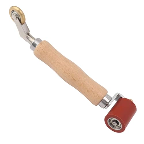 HAPPOW 2 in 1 Silicone Seam Roller,Rubber Roller with 6mm Interal Corner Brass Penny Roller, for PVC/TPO/EPDM Roofing, Wallpaper, Smoothing Double-Headed Tool(Red)