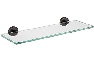 JQK TGS101-ORB Bathroom Glass Shelf in Oil-Rubbed Bronze