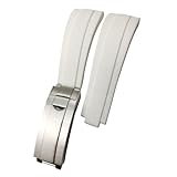 Kompatibel: Traditionelle Uhr NKCVEZBW Kompatibel mit 20 mm, 21 mm, 19 mm, 18 mm Gummi-Silikon-Uhrenarmbändern, kompatibel mit Rolex Yacht Master Daytona Submariner Glide Lock-Schnalle(White,Gold buckle,19mm)