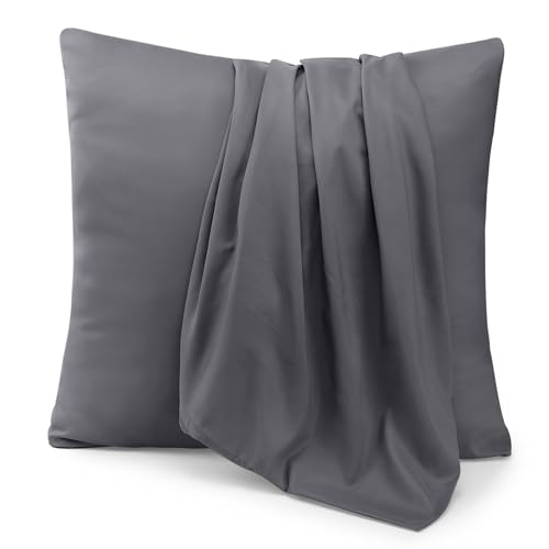 Utopia Bedding - Microfibra cepillada Suave - 100% poliéster - Funda de Almohada de 60 x 60 cm - Juego de 2 - Fundas de Almohada Resistentes al Encogimiento y a la decoloración - Gris