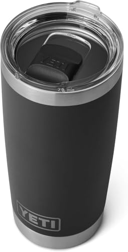 YETI Rambler 20 oz (591 ml) Tumbler with Removable Magslider Lid, Stainless Steel Vacuum Insulated Coffee Cup, Black