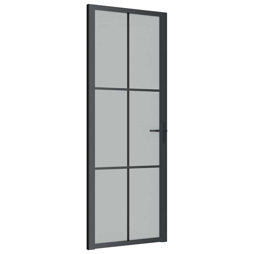 vidaXL Porte Intérieure Porte Vitrée Porte à Panneaux Chambre à Coucher Salle de Bain Maison 76x201,5 cm Noir Verre Mat et Aluminium