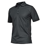 TACVASEN Herren Unterhemd Poloshirts Arbeiten Kurzarm Shirts Sport Schnelltrocknend Polohemd, Dunkelgrau