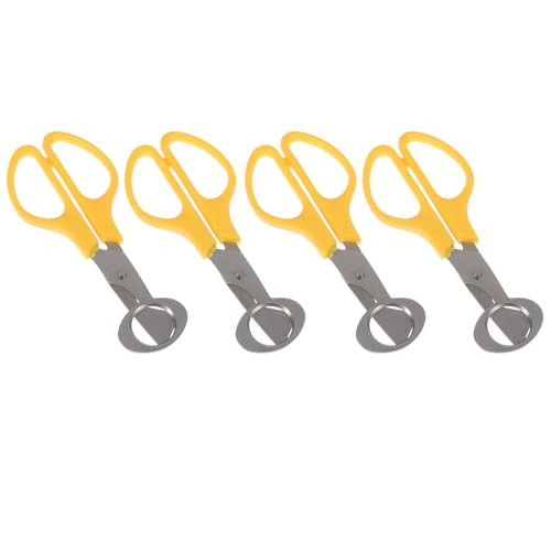 DOITOOL Juego de 4 Tijeras para Huevos de Codorniz de Acero Inoxidable Cortadores de Cáscara de Huevo Color Amarillo Utensilios de Cocina Hogar y Restaurante