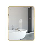 40 x 30 Inch Bathroom Wall Mirror, Large Rectangle Mirror in Gold Aluminum Alloy Frame,Wall Vanity M