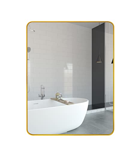 40 X 30 Inch Bathroom Wall Mirror, Large Rectangle Mirror In Gold Aluminum Alloy Frame,Wall Vanity Mirrors For Entryways, Living Rooms And More (Hangs Horizontally Or Vertically) #TOP25