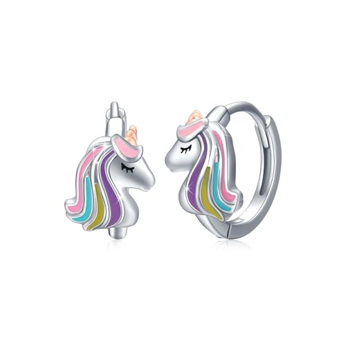 Pendientes de unicornio de plata de ley 925 para mujer y niña