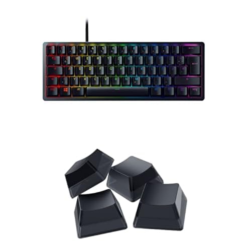 Razer Huntsman Mini (Red Switch) + Phantom Tastenkappen-Set - Kompakte 60% Gaming Tastatur (Lineare Optisch-Mechanische Switches, Doubleshot PBT-Tastenkappen, USB-C Kabel) QWERTZ DE-Layout | Schwarz