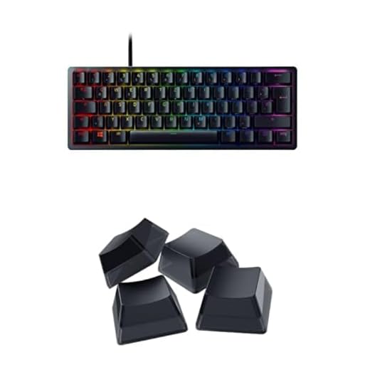 Razer Huntsman Mini (Red Switch) + Phantom Tastenkappen-Set - Kompakte 60% Gaming Tastatur (Lineare Optisch-Mechanische Switches, Doubleshot PBT-Tastenkappen, USB-C Kabel) QWERTZ DE-Layout | Schwarz