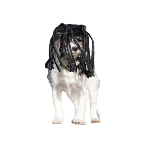 Peluca para perro y gato con extensiones negras de rizos miniatura 1
