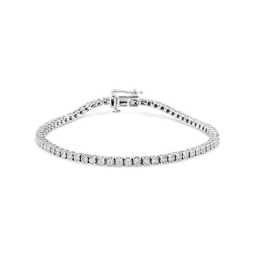 Haus of Brilliance 14K White Gold 1.0 Cttw Miracle Set Round-Cut Lab Grown Diamond Illusion Tennis Bracelet (F-G Color, VS2-SI1 Clarity) Size 7"