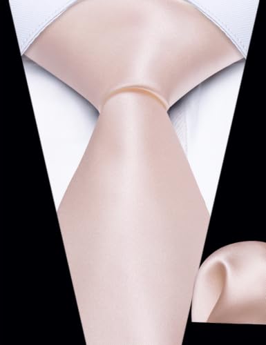 Image of YourTies Zipper Tie for Men Adjustable Pre-Tied Neckties Pocket Square Set | Solid Color Satin Pre Tied Mens Tie Pocket Square Gift Box Set,Formal Casual Wedding Business Party,for Suit Shirt Tuxedo