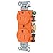 Receptacle, Duplex, 15A, 5-15R, 125V, Orange
