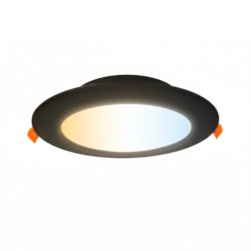 HOROZ ELECTRIC Foco LED Empotrable 3CCT 12W 3000K/4000K/6500K 1050lm Ø110mm- Downlight LED Ultrafino Redondo 230V No Regulable Negro - Lámpara de Techo Cocina Salón Pasillo Iluminación Interior