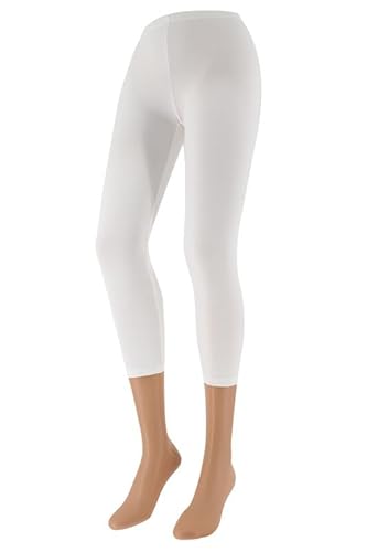 Franzoni Capri Summer Cotton, Leggings Donna In Cotone, Leggings Estivi Tempo Libero, Leggings Sportivi Al Polpaccio - Made In Italy (M, Bianco) - 4