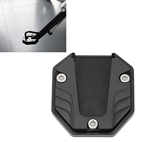 EIMSOAH Motorrad-Seitenständer-Plattenpolster, Hochfestes Kickstand-Pad-Plattenstützzubehör, Verlängerungsfuß-Seitenständer aus Aluminiumlegierung, für Motorräder (Schwarz)
