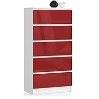 Cassettiera Bianca K60 Con 5 Cassetti - Mobiletto Moderno Per Camera, Soggiorno O Corridoio, 60x121x40 Cm - Foto 6