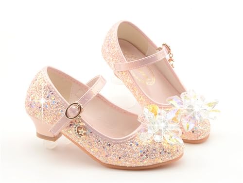 Girls Dress Shoes Mary Jane Sparkly Ballet Flats for Kids Butterfly Princess Shoes for Dress-Up Party 55543