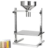 Tolva de alimentación de acero inoxidable 304 con soporte de embudo ajustable, bandeja de soporte doble, plataforma de elevación ajustable en altura para uso en fábrica y cocina